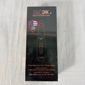 Glo24K Triple Action Eye Care Therapy Wand LED Vibration Temp Control Light -New